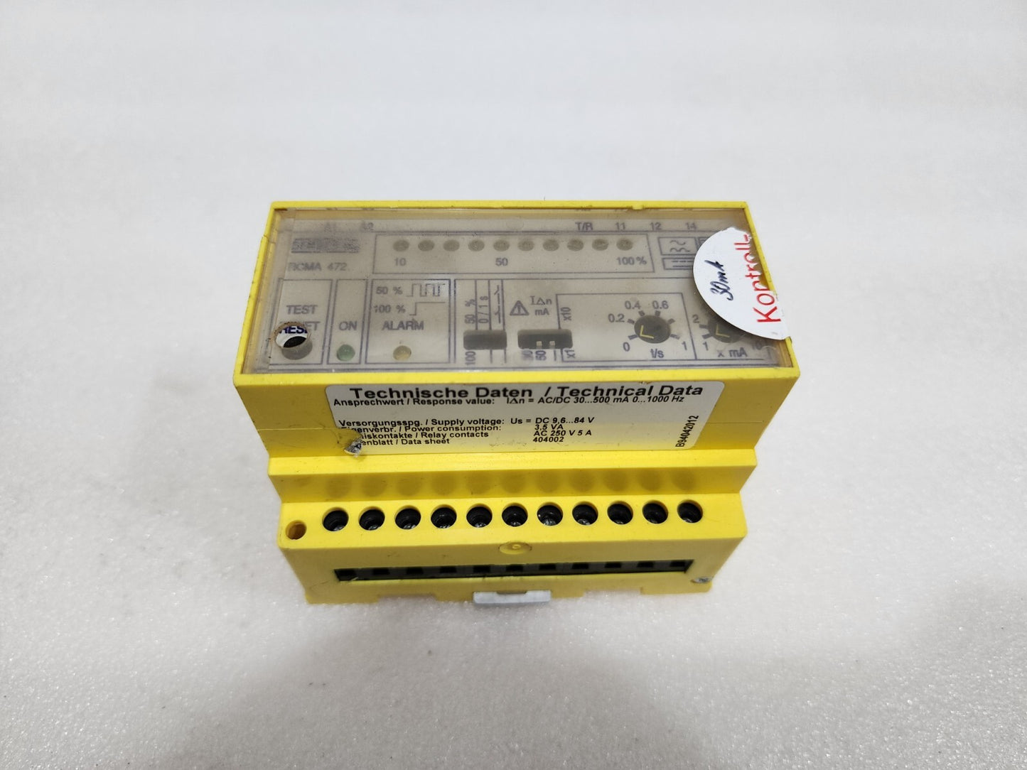 BENDER RCMA472LY-21 RESIDUAL CURRENT MONITOR B94042012