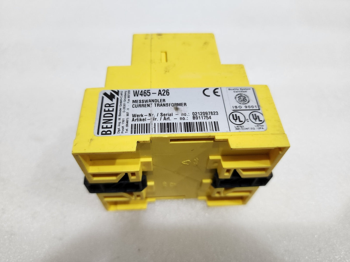 BENDER W465-A26 CURRENT TRANSFORMER B911754