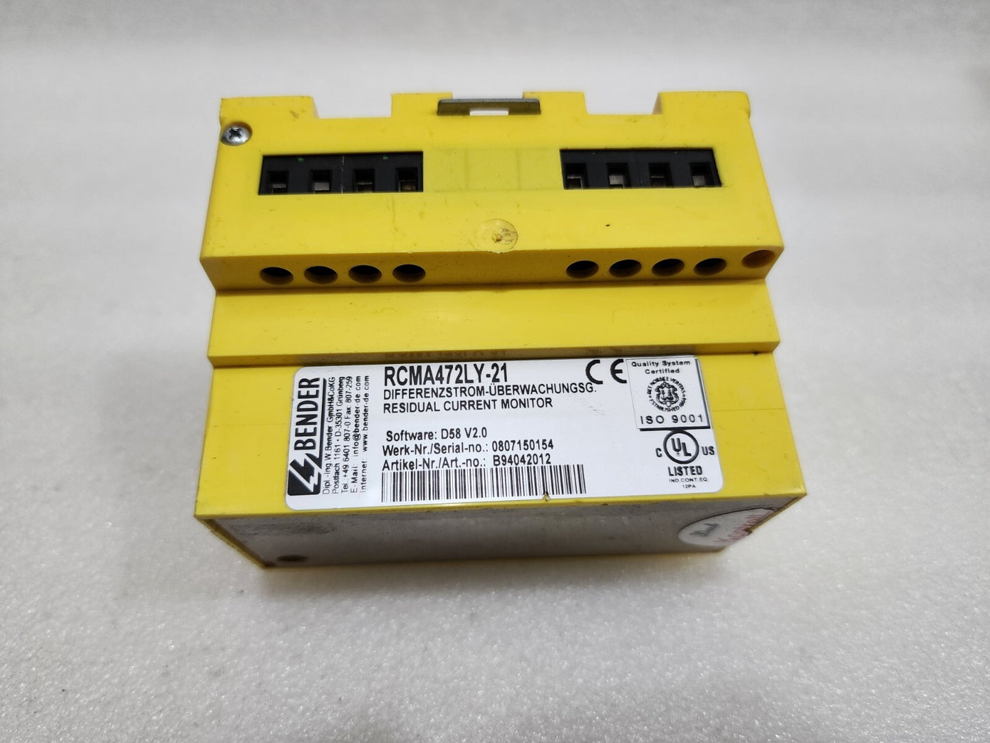 BENDER RCMA472LY-21 RESIDUAL CURRENT MONITOR B94042012
