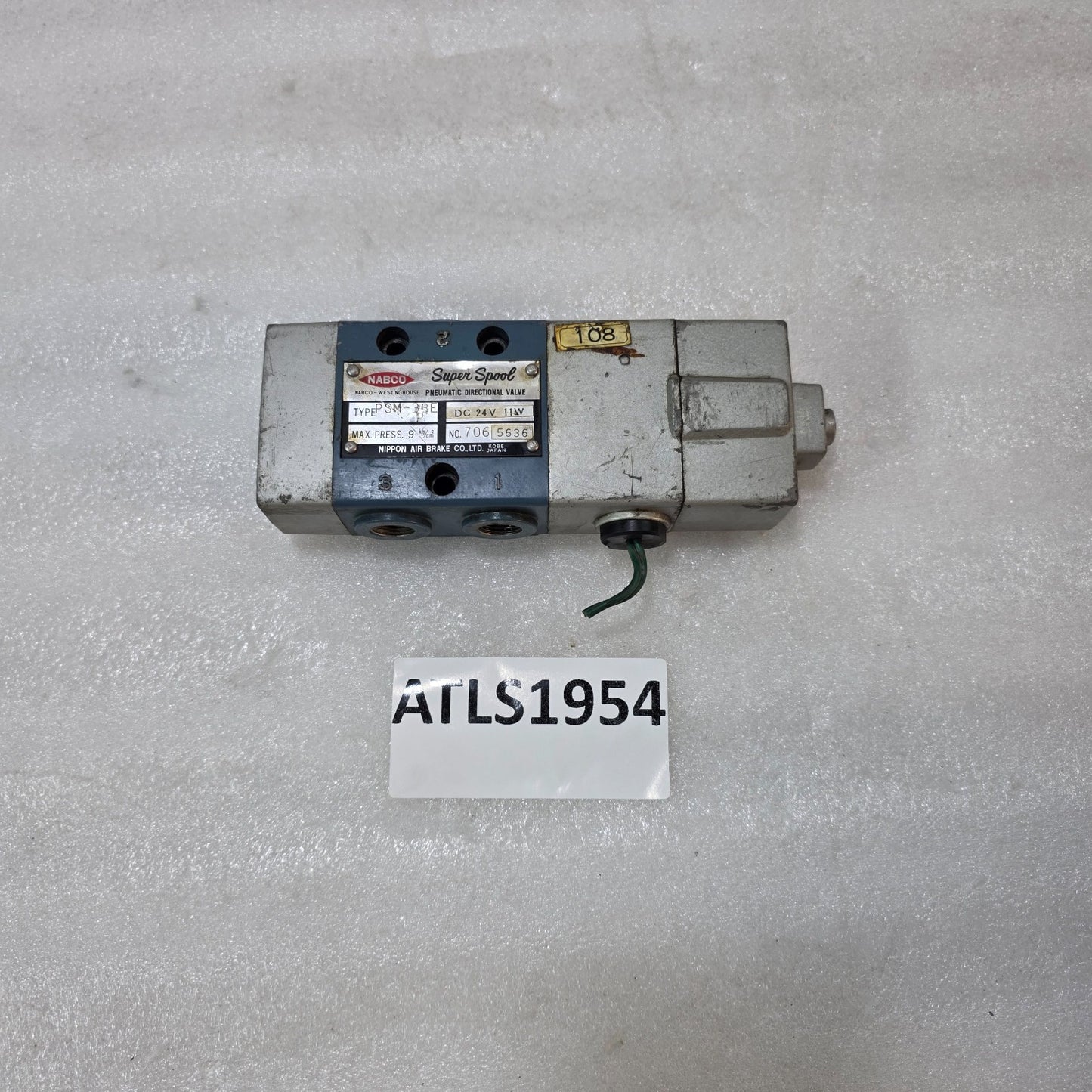 NABCO PSM-33E-P PNEUMATIC DIRECTIONAL CONTROL VALVE 24V DC SUPER SPOOL VALVE 9 K