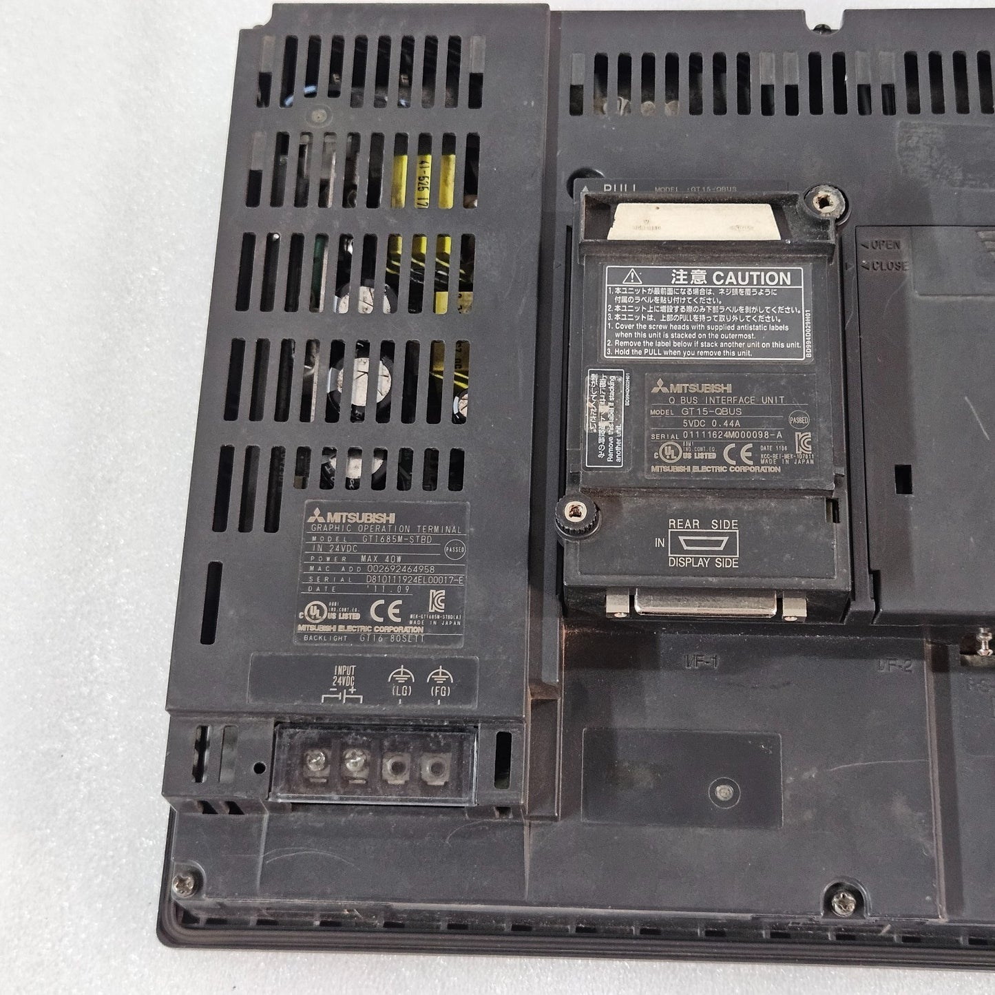 MITSUBISHI GT1685M-STBD GRAPHIC OPERATION TERMINAL HMI WITH GT15-QBUS INTERFACE