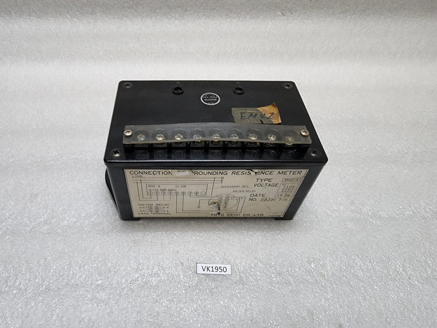TOYO KEIKI RM-3 CONNECTION GROUNDING RESISTANCE MONITOR 110-220-440V