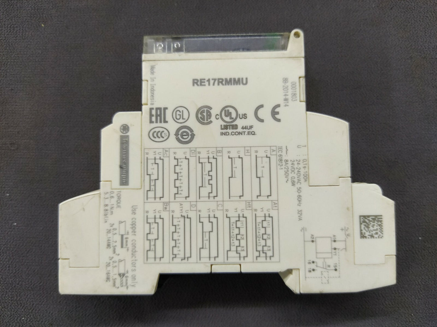 SE RE17RMMU Time Delay Relay 0.1 SEC - 100 HOUR 24-240V AC/24V DC