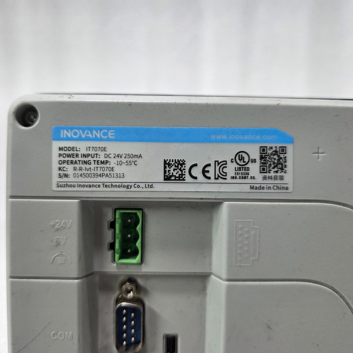 INOVANCE IT7070E INDUSTRIAL TOUCH PANEL HMI 24V DC 250MA HUMAN MACHINE INTERFACE