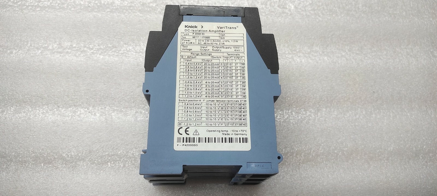 KNICK P42000D3 DC-ISOLATION AMPLIFIER 22-230VAC/DC 68717-1770680