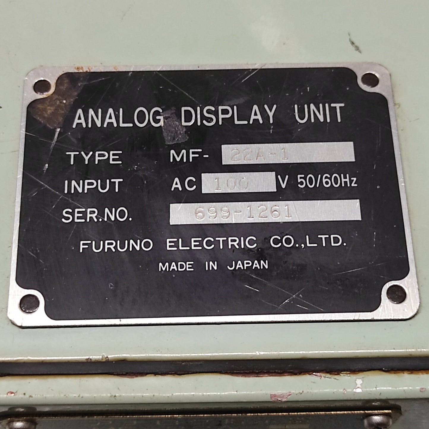 FURUNO KTS MF-22A-1 ANALOG DISPLAY UNIT 100V AC