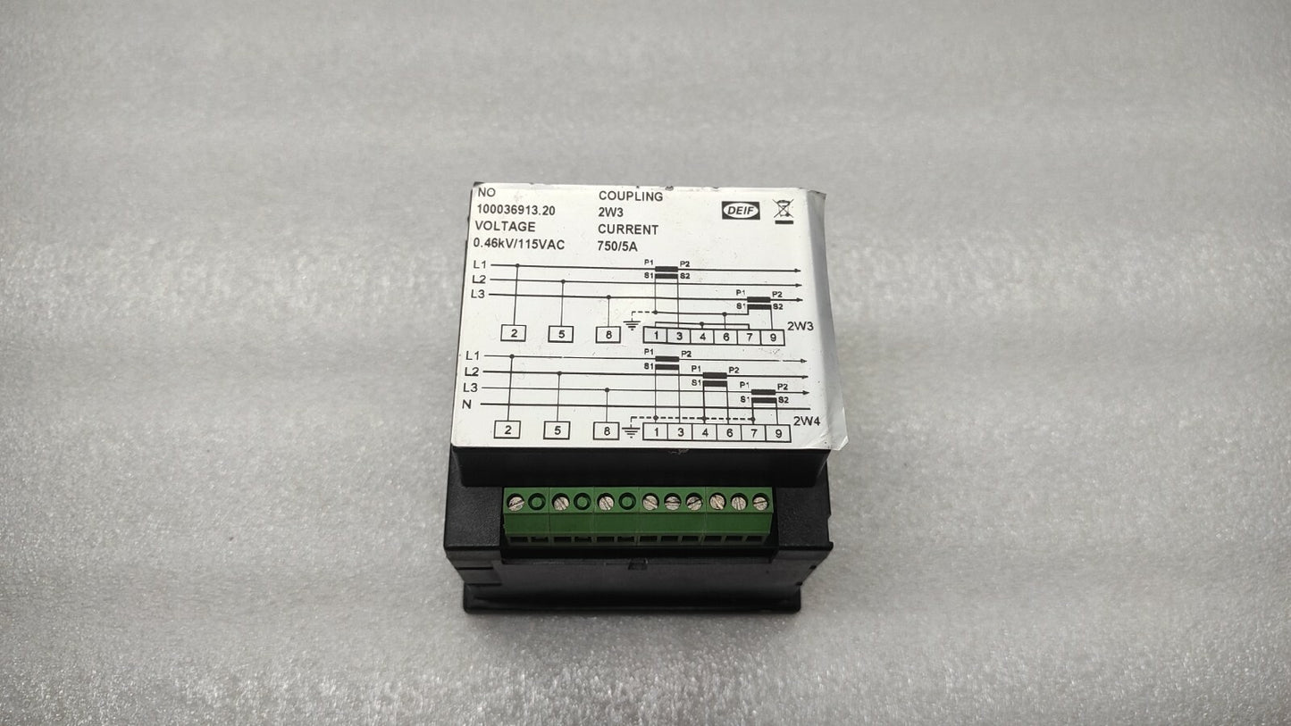 DEIF KW METER 100036913.20 KILOWATT METER 115VAC 750/5A