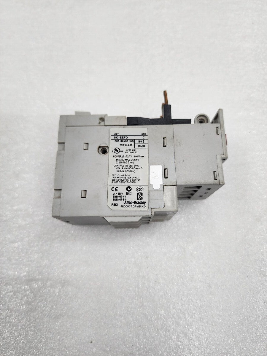 ALLEN BRADLEY E1 PLUS CAT 193-EEFD SER C OVERLOAD RELAY 9-45A