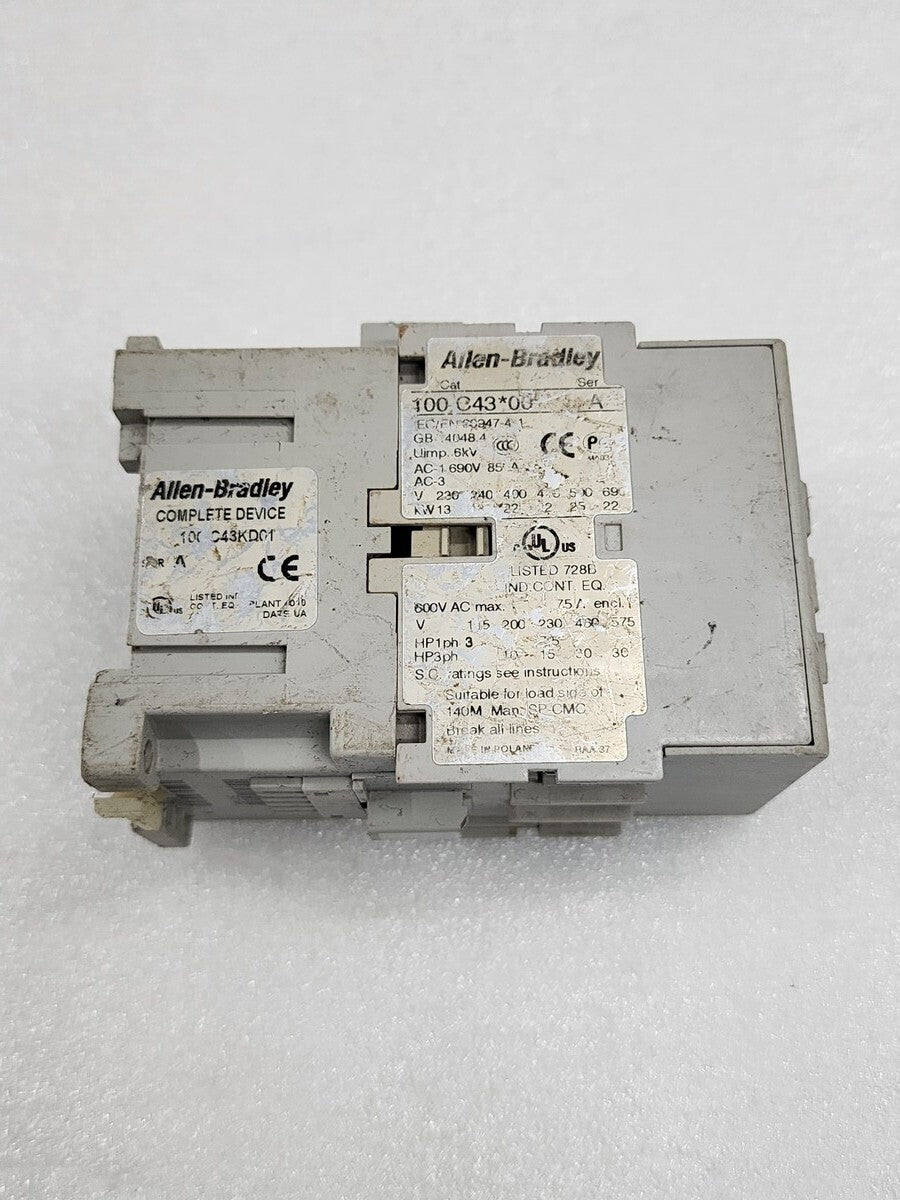 ALLEN BRADLEY CAT 100-C43-00 SER A MAGNETIC CONTACTOR COIL VOLTAGE 110V