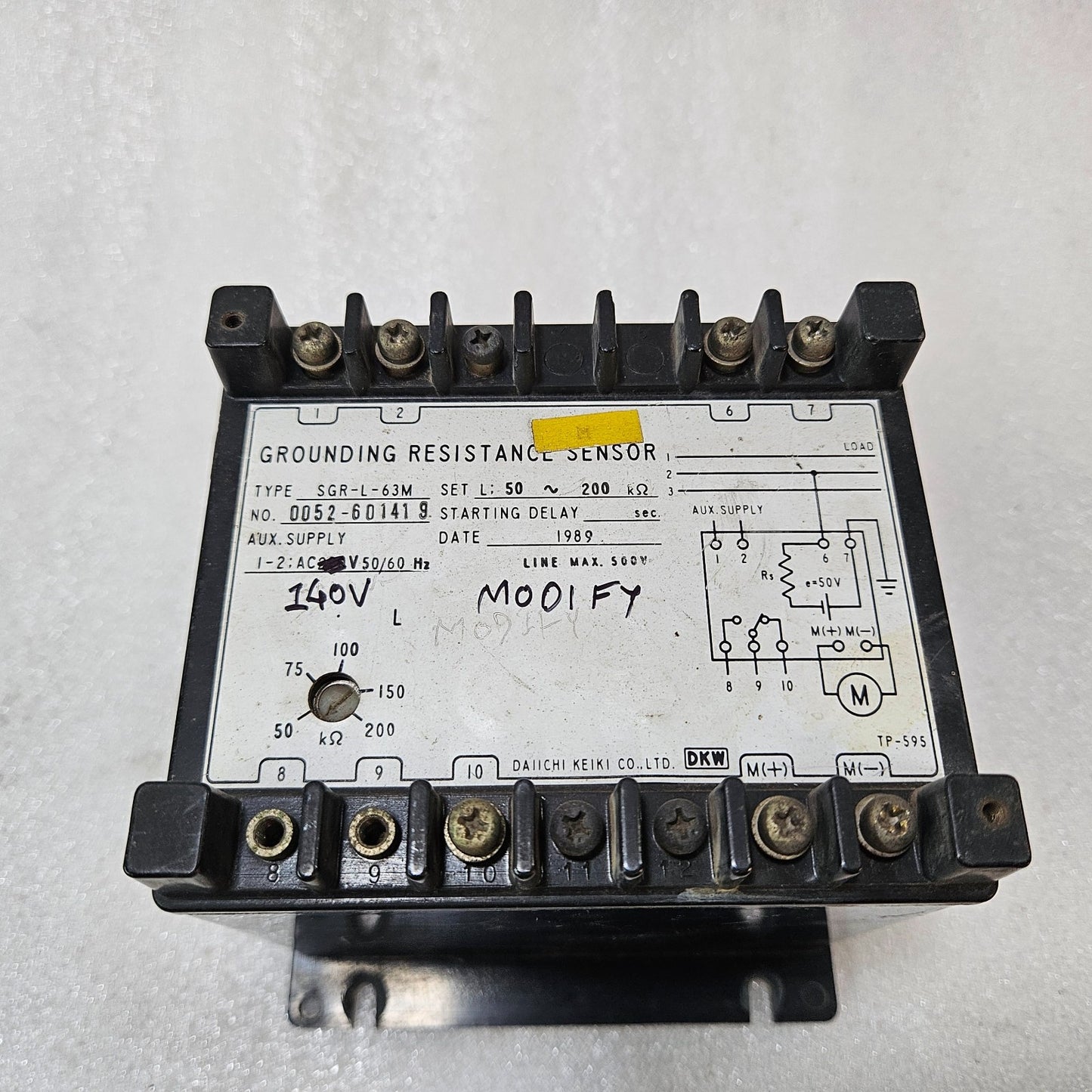 DAICHI KEIKI SGR-L-63M GROUNDING RESISTANCE SENSOR AC140V 50-200KΩ JAPAN