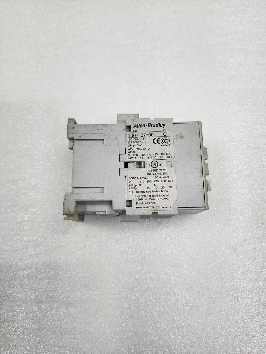 ALLEN BRADLEY CAT 100-C37-00 SER C MAGNETIC CONTACTOR COIL VOLTAGE 230VAC