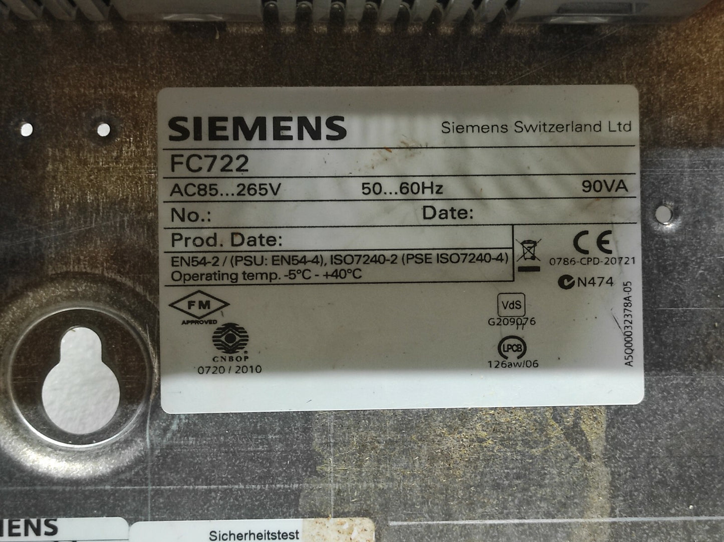 SIEMENS CERBERUS FP2001-A1 ALARM SYSTEM FDCI0221 FC722 654400-C20-A5-20 85-265V