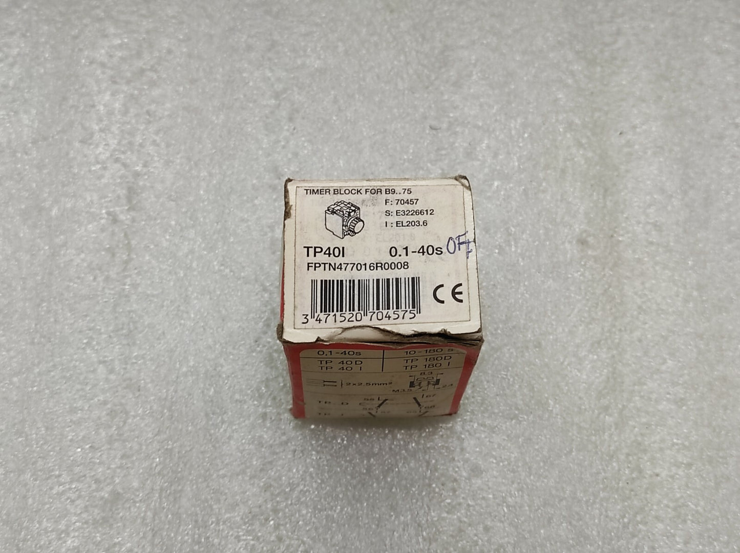 ABB TP40I PNEUMATIC TIMER FPTN477016R0008 0.1-40S NIB