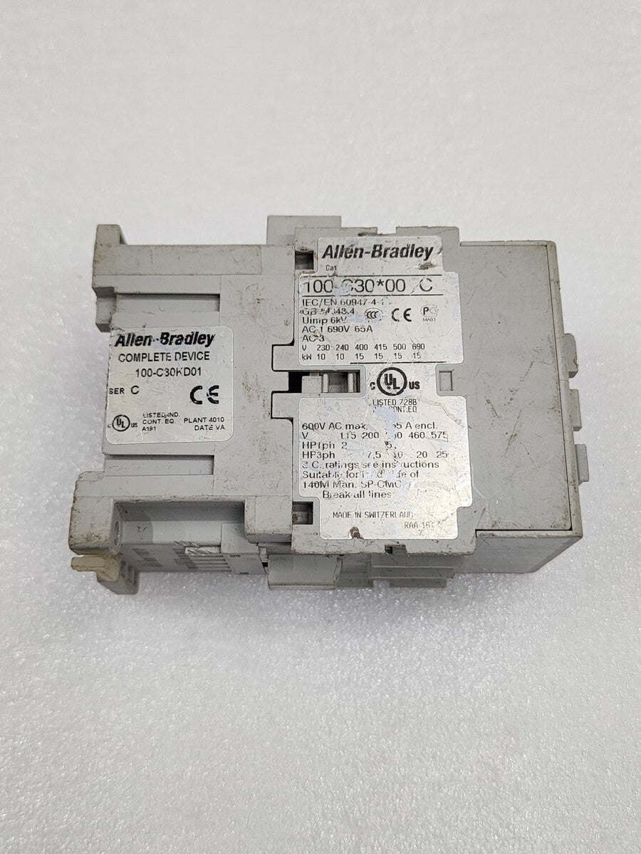 ALLEN BRADLEY CAT 100-C30-00 SER C MAGNETIC CONTACTOR COIL VOLTAGE 110V
