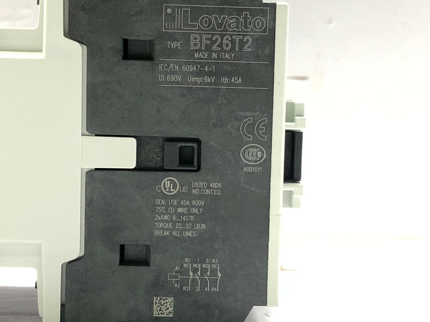 LOVATO BF26 T2 D220 CONTACTOR 220VDC 45A