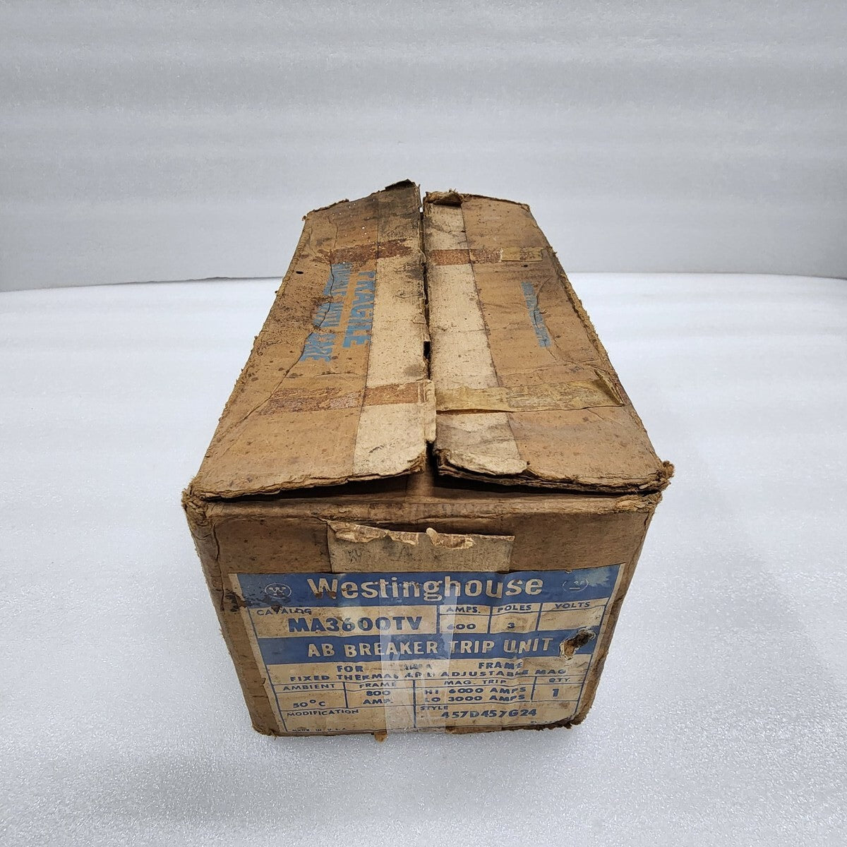 WESTINGHOUSE MA3600TV AB DE-ION TRIP UNIT 457D457G24 600A 3-POLES