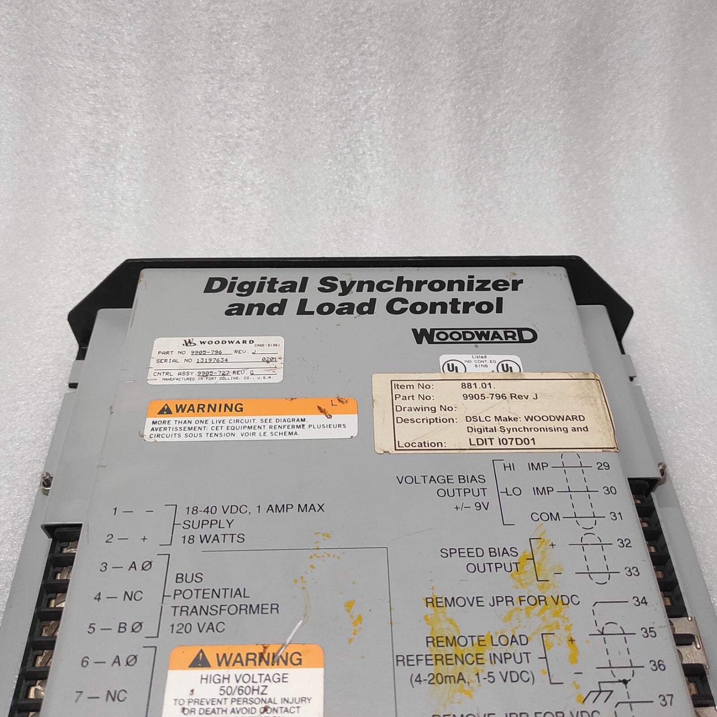 WOODWARD 9905-796 DIGITAL SYNCHRONIZER AND LOAD CONTROL