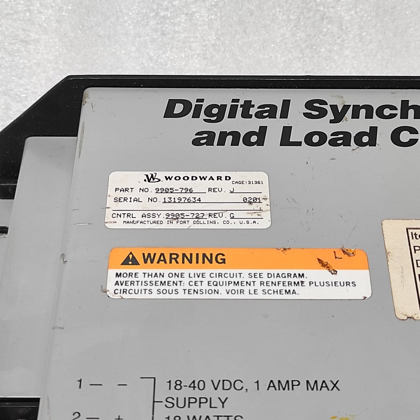 WOODWARD 9905-796 DIGITAL SYNCHRONIZER AND LOAD CONTROL