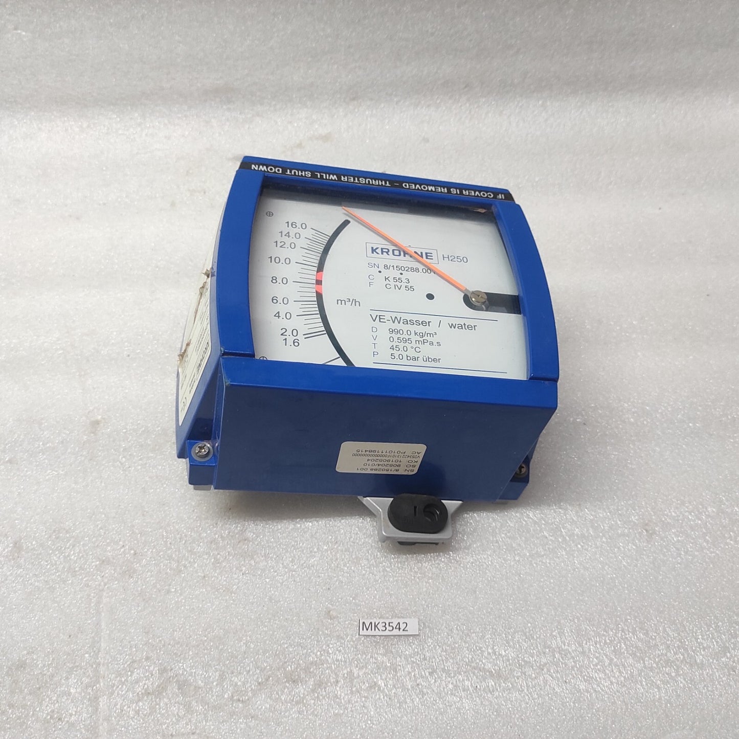 KROHNE H250 VARIABLE AREA FLOWMETER H250/RR/M9/K2 78BAR