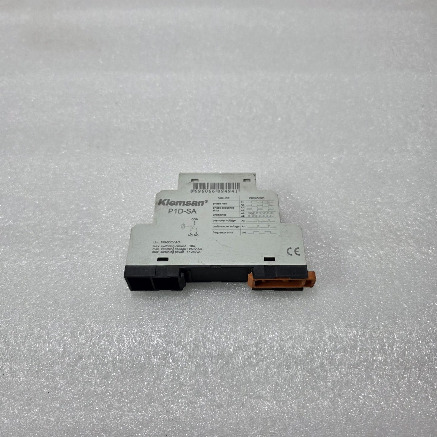 KLEMSAN P1D-SA PROTECTION RELAY – 150–500V AC – PHASE MONITORING RELAY – 10A OUT