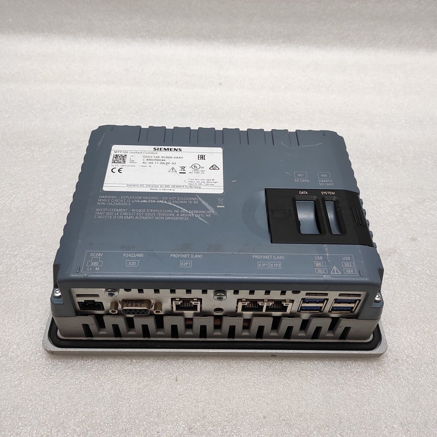 SIEMENS MTP700 UNIFIED CONFORT 6AV2 128-3GB06-0AX0 HMI