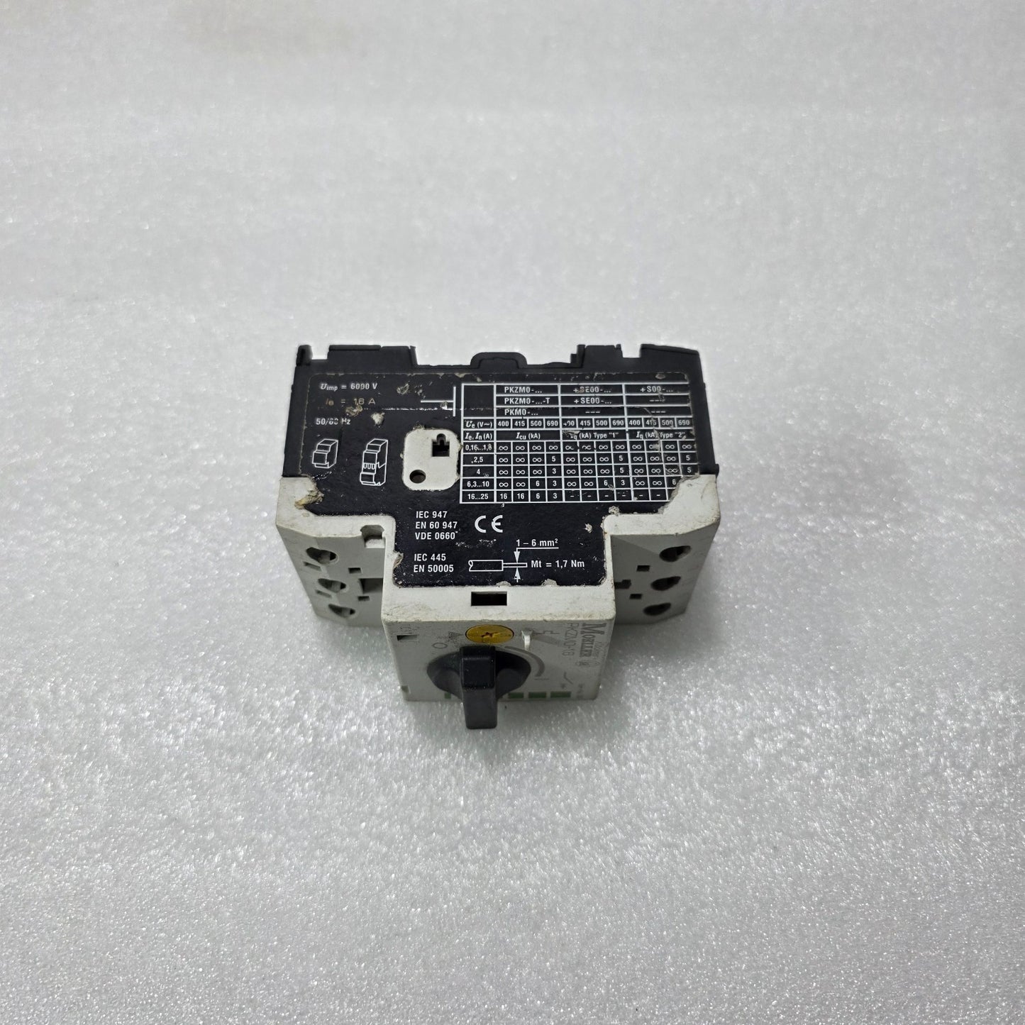 KLÖCKNER MOELLER PKZM0-1.6 MOTOR PROTECTION CIRCUIT BREAKER 1–1.6A MANUAL MOTOR