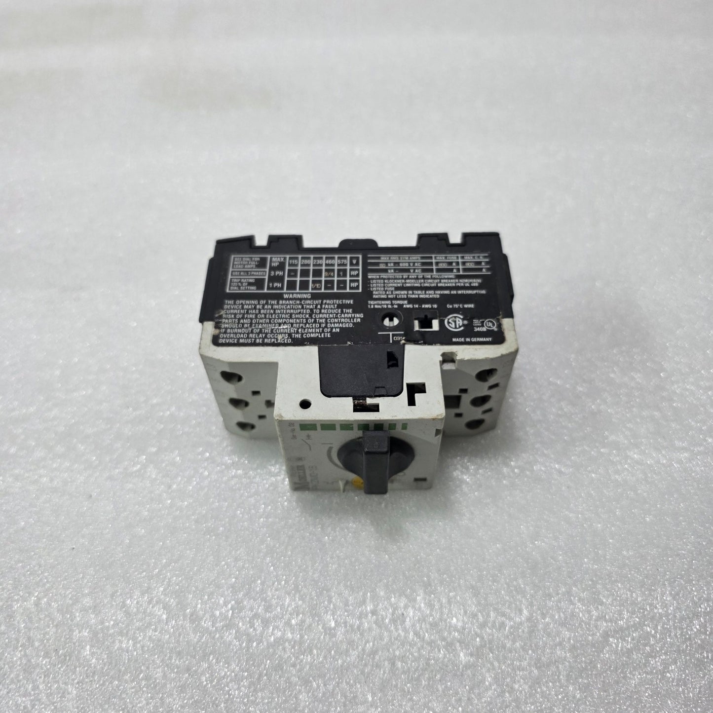 KLÖCKNER MOELLER PKZM0-1.6 MOTOR PROTECTION CIRCUIT BREAKER 1–1.6A MANUAL MOTOR
