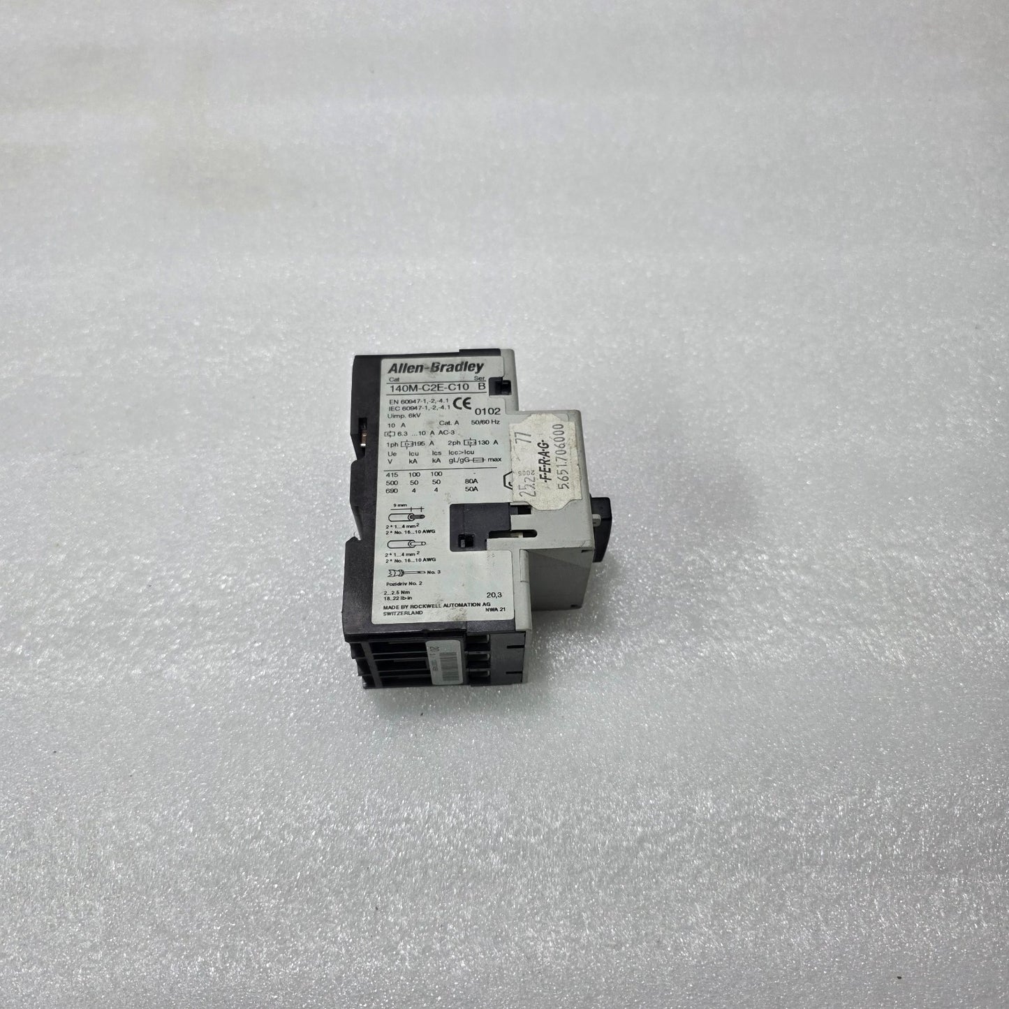 ALLEN BRADLEY 140M-C2E-C10 MOTOR PROTECTION CIRCUIT BREAKER 6.3–10A MPCB 100KA