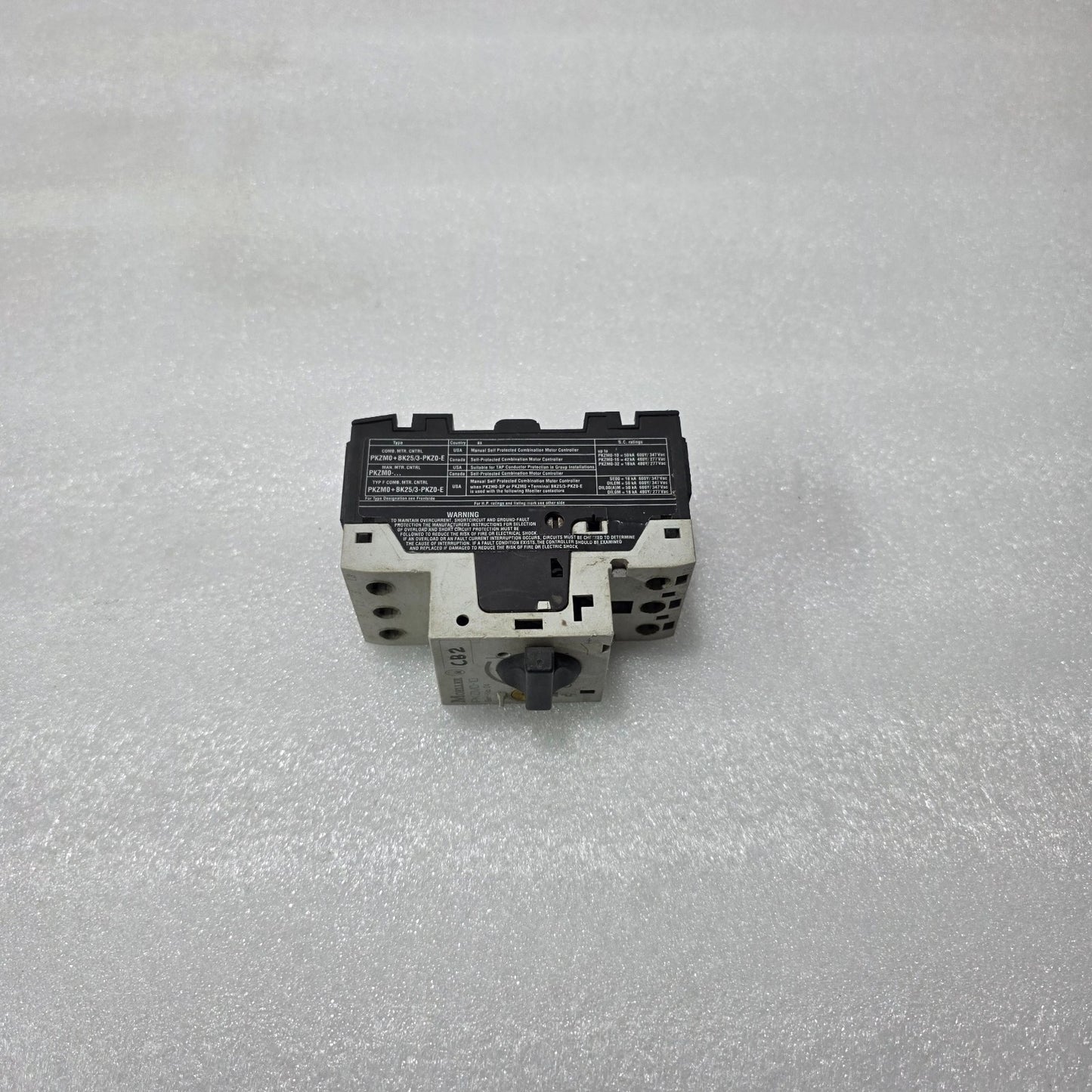 MOELLER PKZM0-10 MOTOR PROTECTION CIRCUIT BREAKER 6.3–10A MANUAL MOTOR STARTER