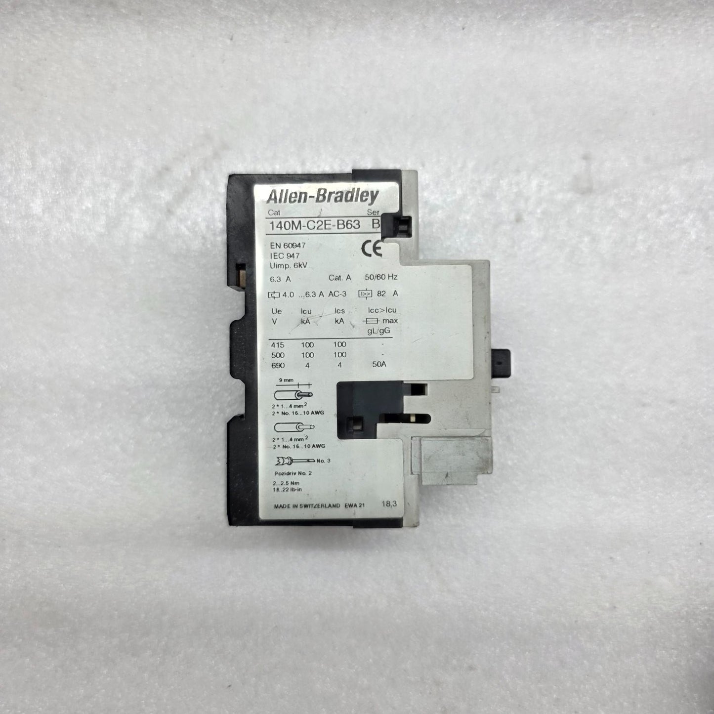ALLEN BRADLEY CAT 140M-C2E-B63 SER B MOTOR CIRCUIT PROTECTOR 4.0-6.3 A