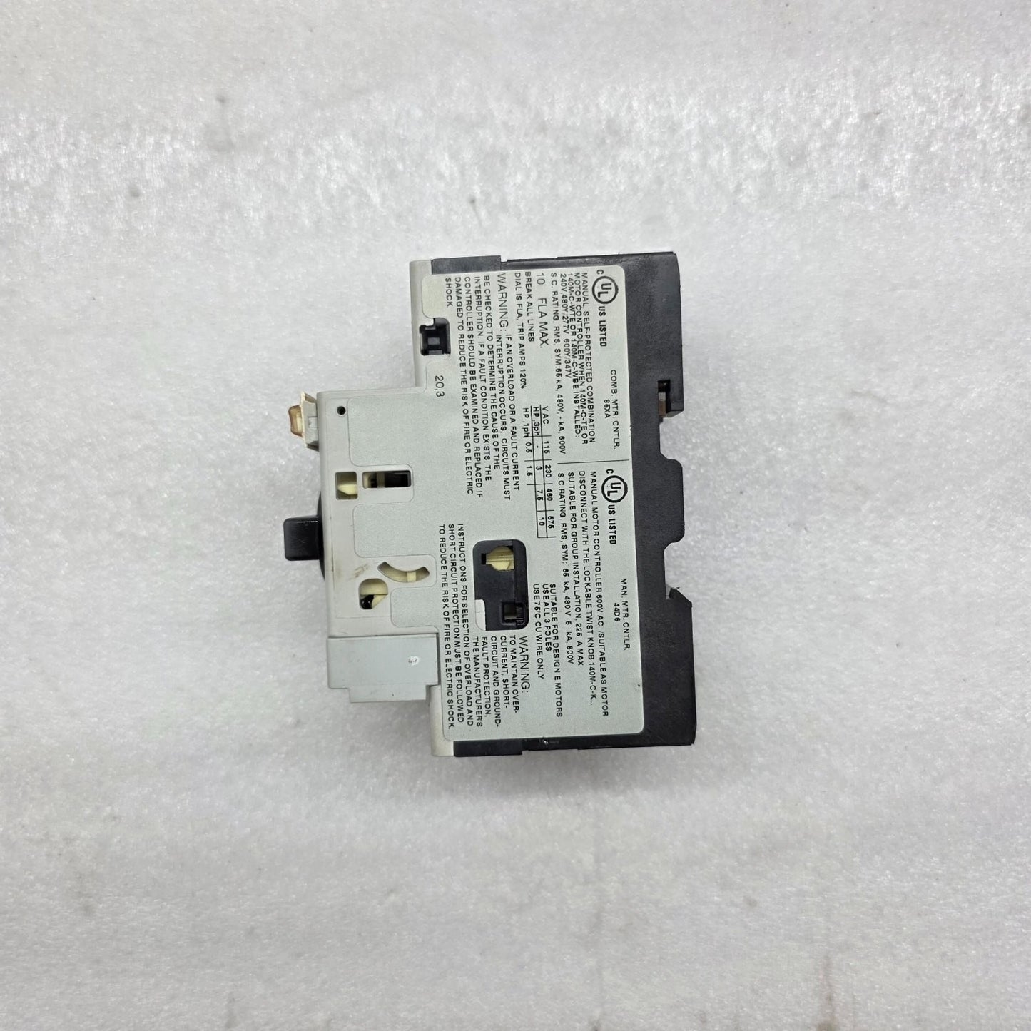 ALLEN BRADLEY CAT 140M-C2E-C10 SER B MOTOR CIRCUIT PROTECTOR 6.3-10 A
