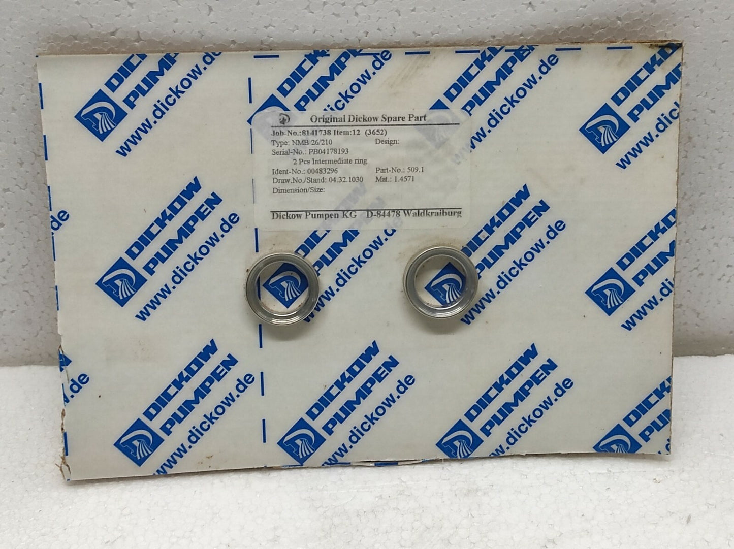 Dickow Pumpen NMB 26/210 Intermediate Ring 00483296 509.1