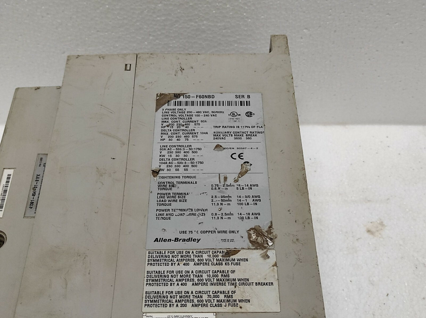 Allen Bradley SMC-FLEX CAT NO 150-F60NBD Series B Motor Controller Soft Starter