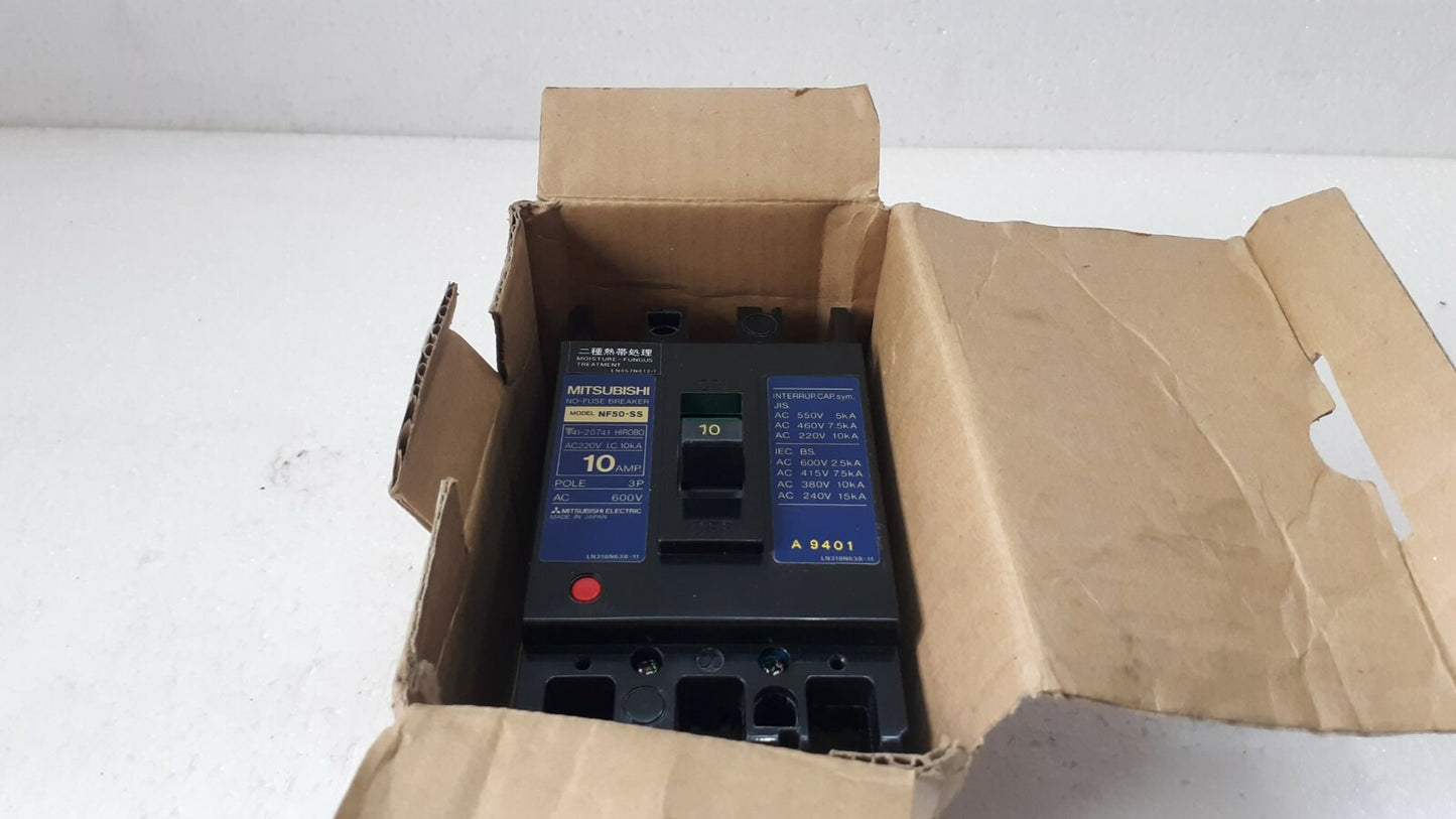 Mitsubishi NF50-SS No-Fuse Breaker 10A 3P 600V NF50SS