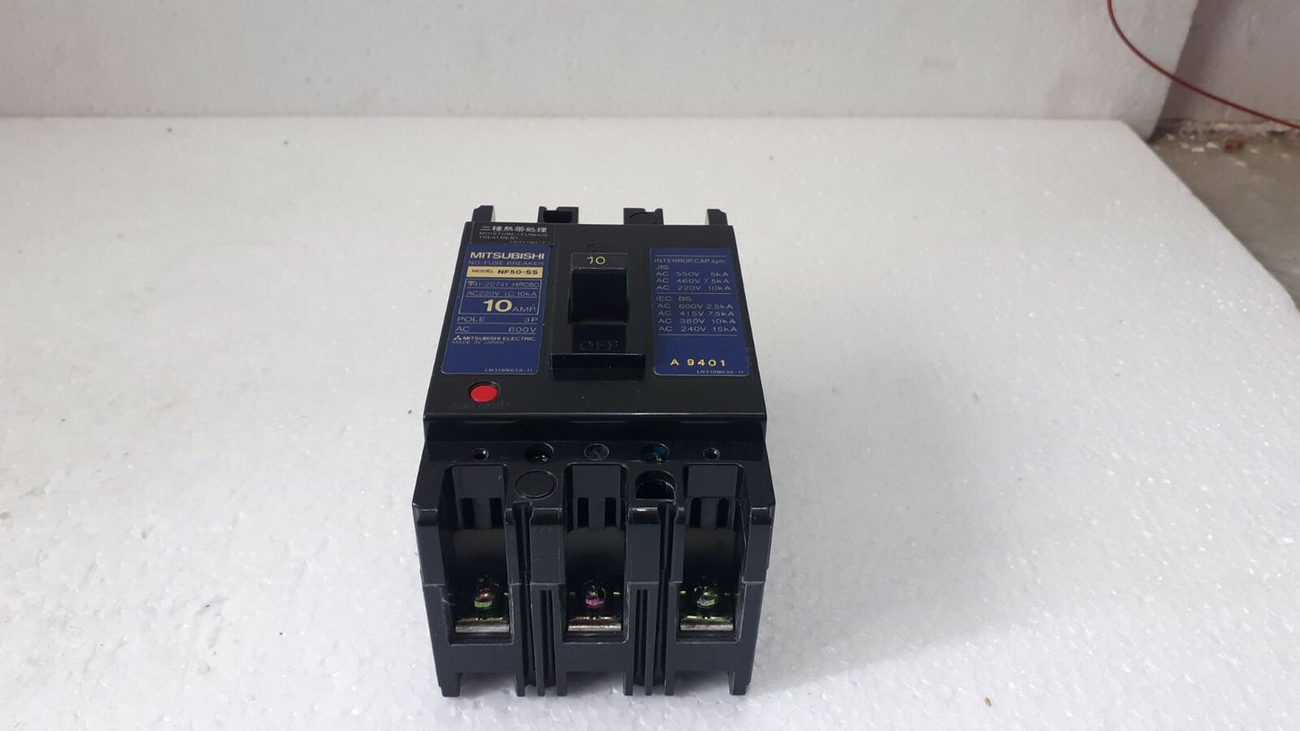 Mitsubishi NF50-SS No-Fuse Breaker 10A 3P 600V NF50SS