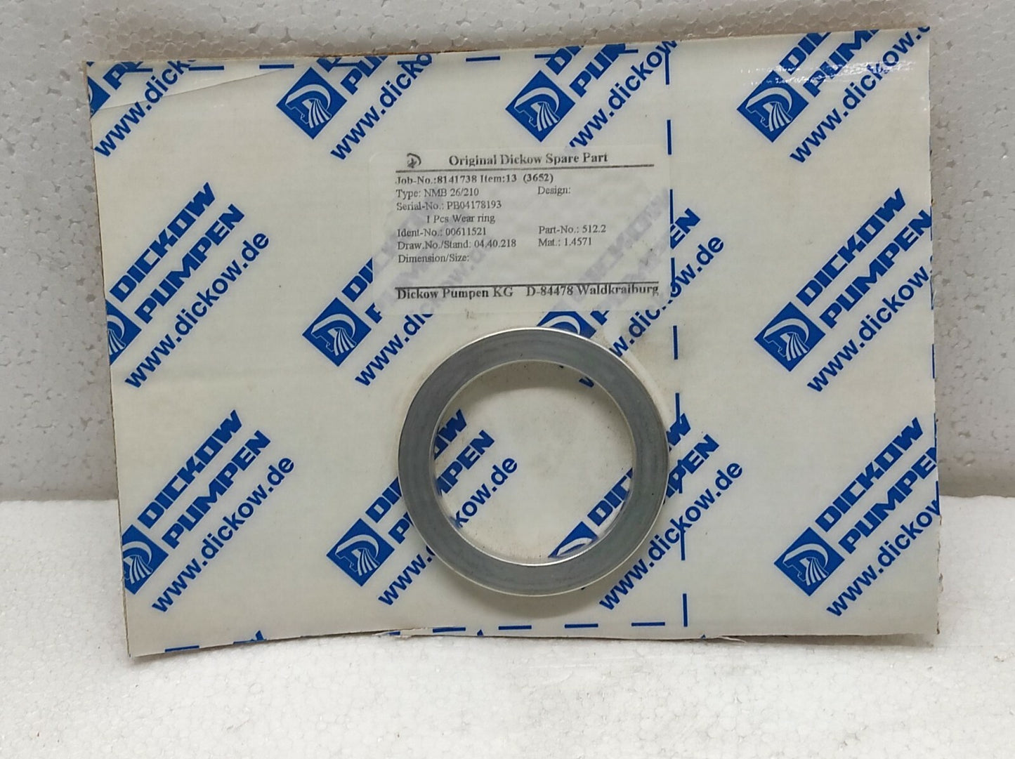 Dickow Pumpen NMB 26/210 Wear Ring 00611521 512.2