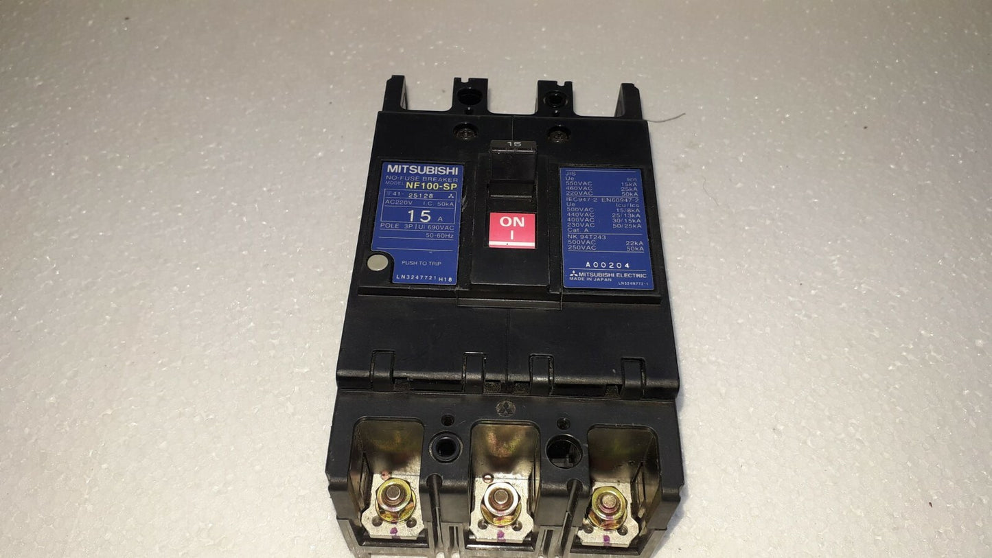 Mitsubishi NF100-SP No-Fuse Breaker 15A 3P 690V NF100SP