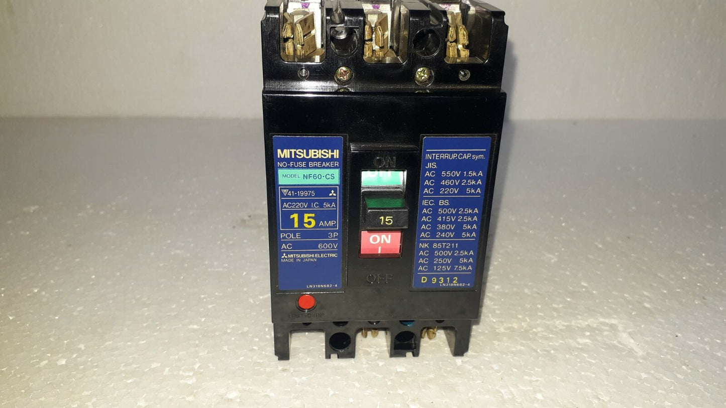 Mitsubishi NF60-CS No-Fuse Breaker 15A 3P 600V NF60CS