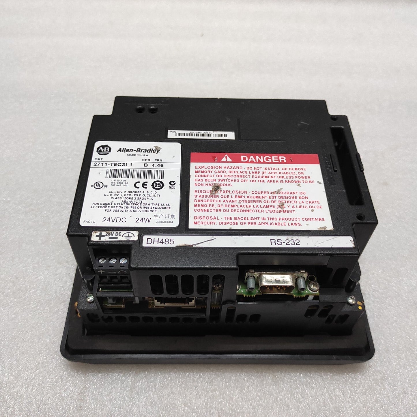 ALLEN BRADLEY PANELVIEW 600 CAT 2711-T6C3L1 HMI 24VDC