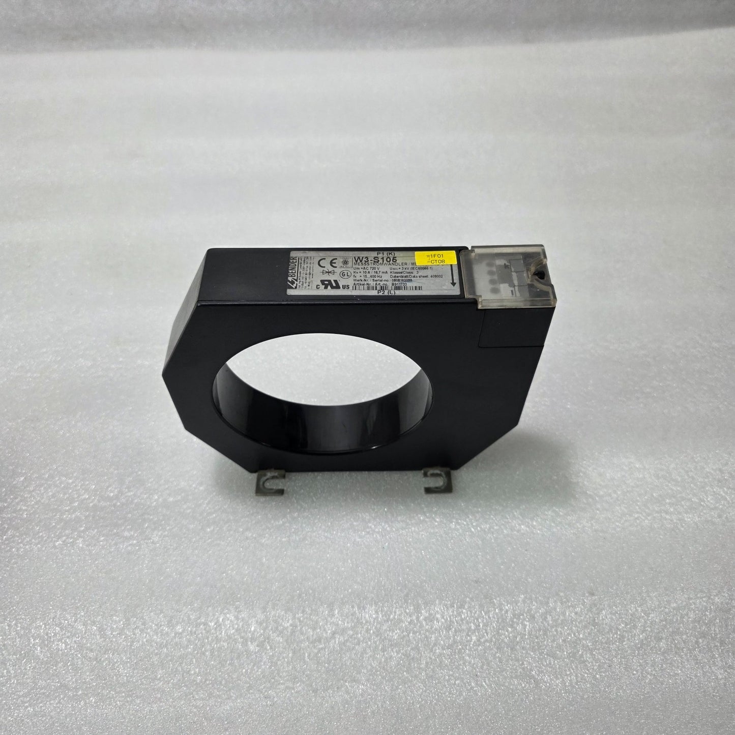 BENDER W3-S105 CURRENT TRANSFORMER ART NO B917733 720V AC 10A INDUSTRIAL MEASURI