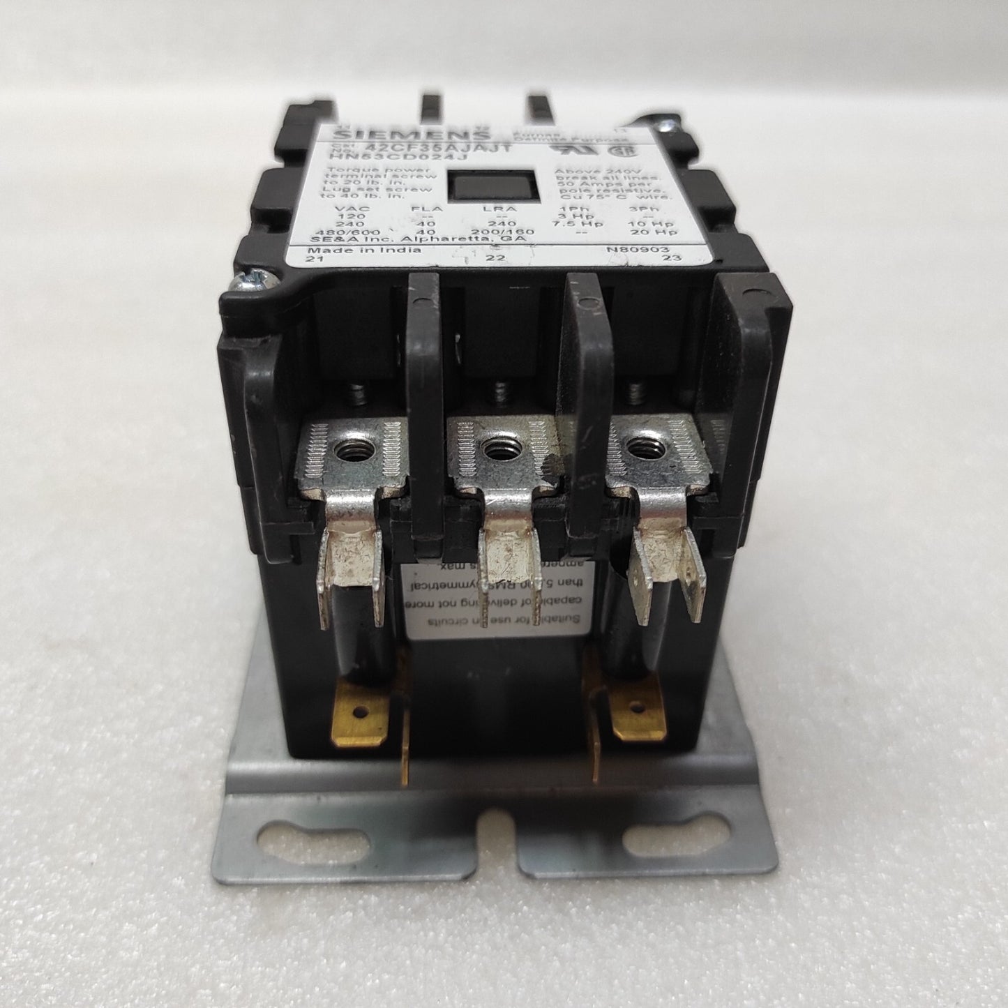 SIEMENS 42CF35AJAJT 3P CONTACTOR RELAY HN53CD024J