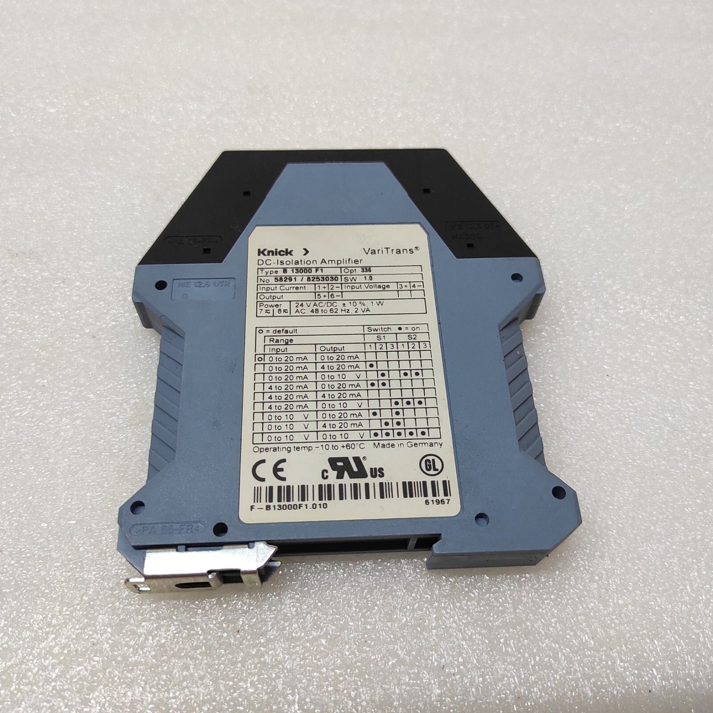 KNICK B13000F1 DC ISOLATION AMPLIFIER UIW