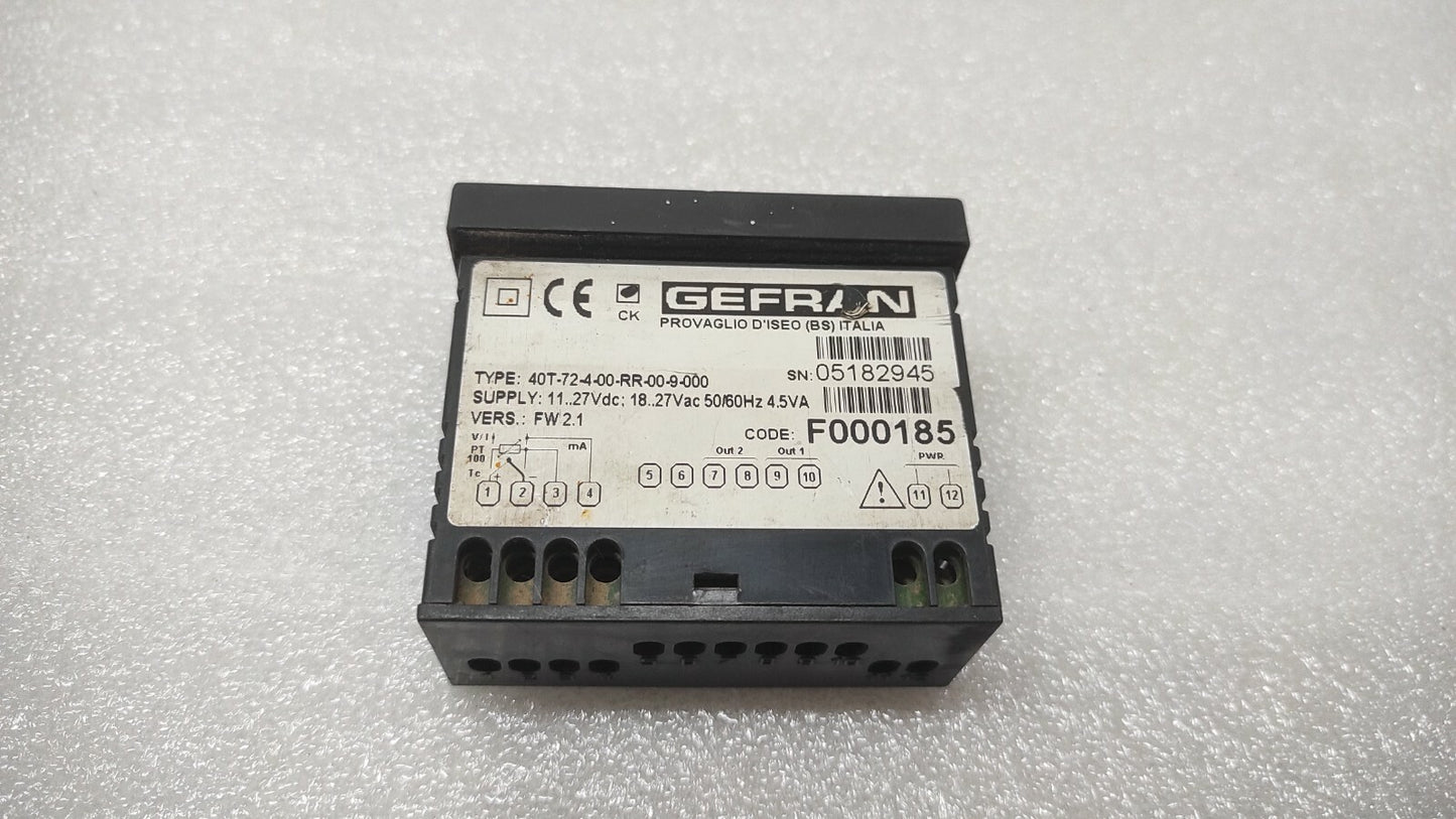 GEFRAN 40T-72-4-00-RR-00-9-000 DIGITAL PANEL METER 11-27VDC/18-27VAC 4.5VA
