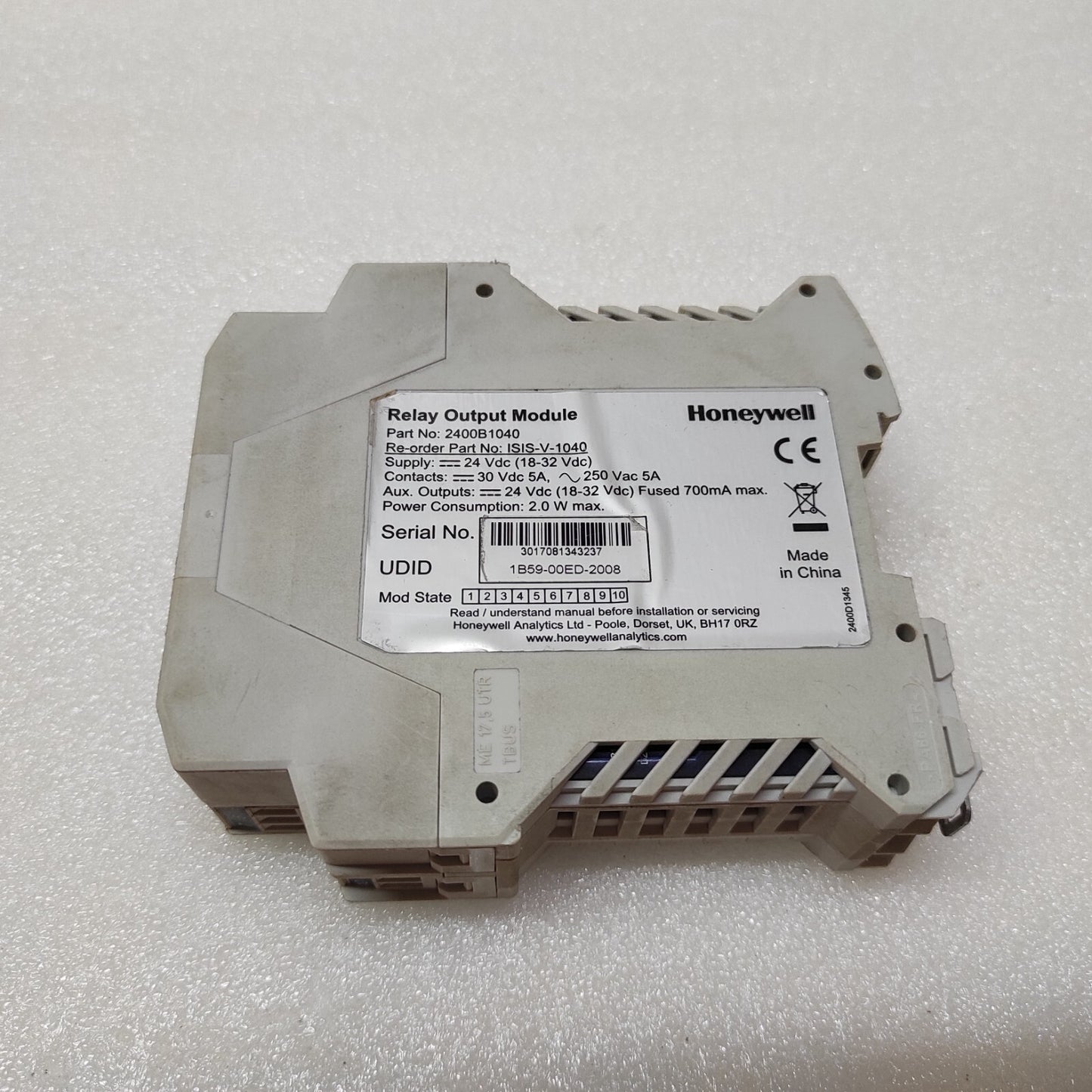 HONEYWELL ISIS-V-1040 RELAY OUTPUT MODULE 2400B1040 24VDC