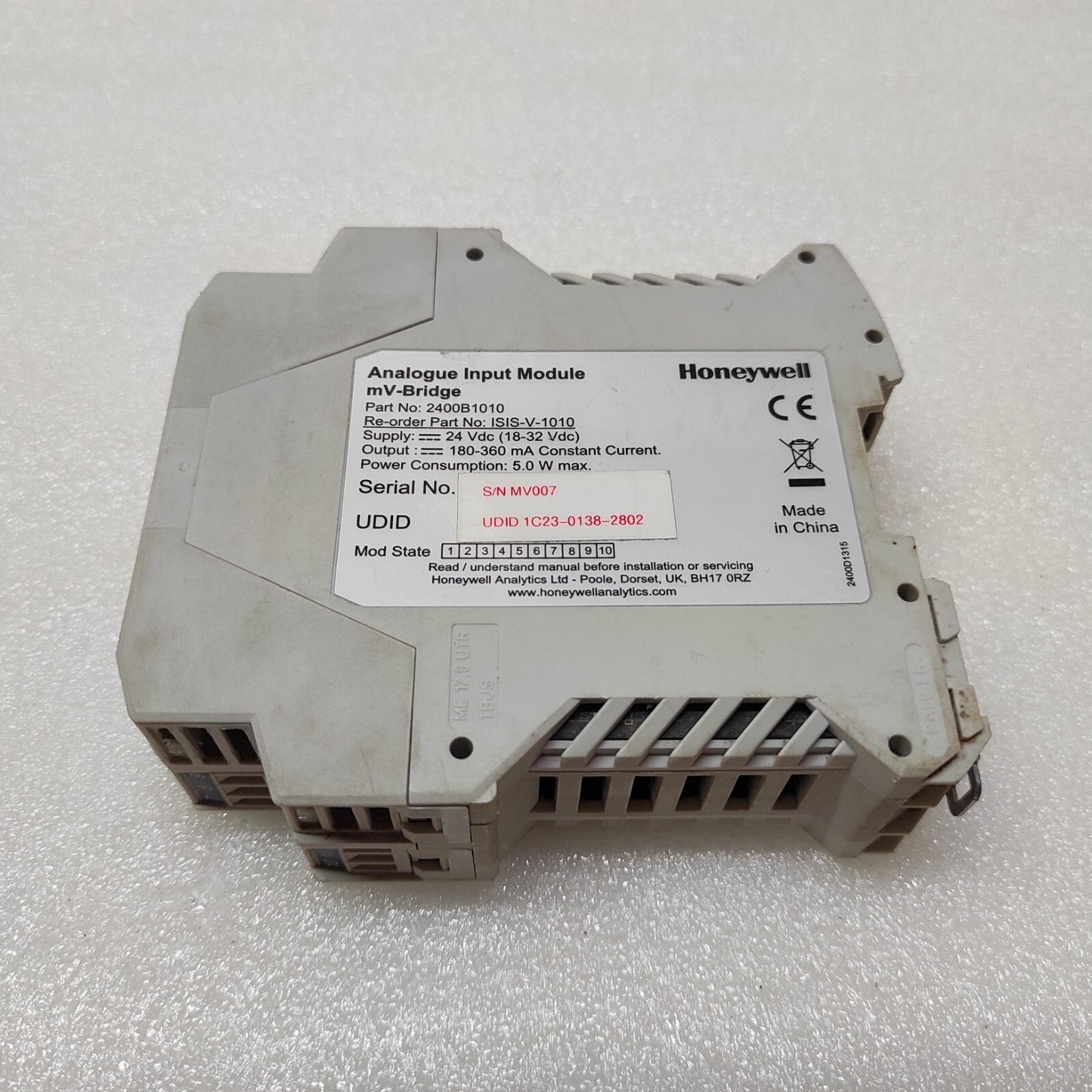 HONEYWELL ISIS-V-1010 ANALOGUE INPUT MODULE 2400B1010 24VDC