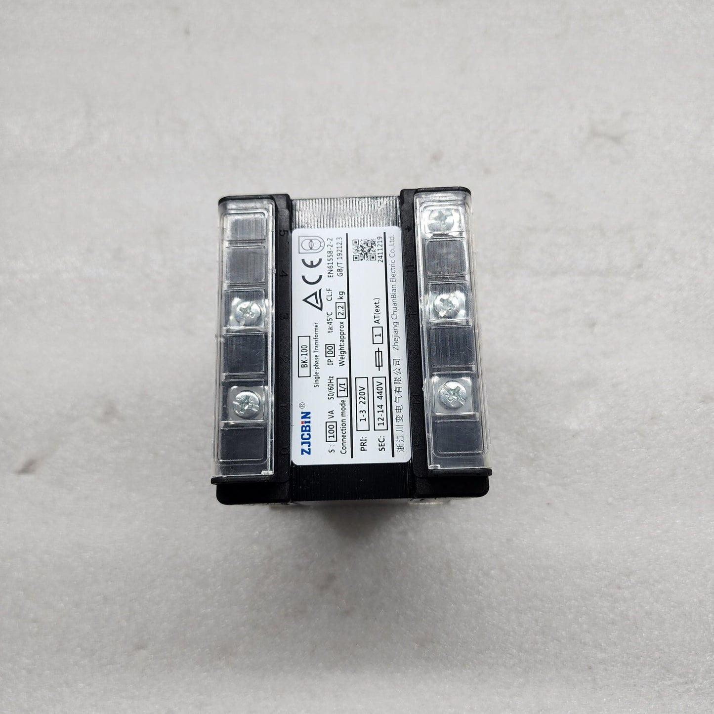 ZHEJIANG CHUANBIAN ELECTRIC BK-100 SINGLE PHASE TRANSFORMER 100VA 220V TO 440V