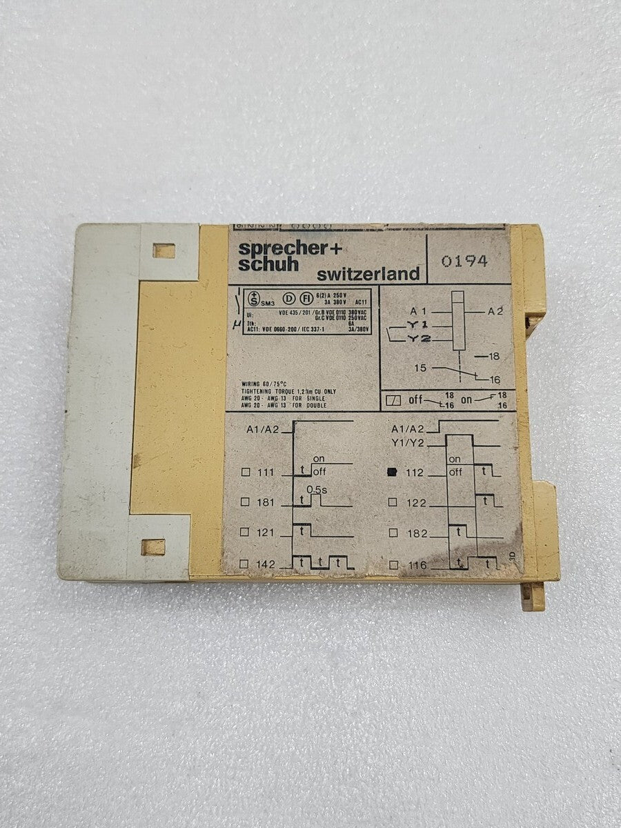 SPRECHER + SCHUH KOP112-D TIME DELAY RELAY 0194
