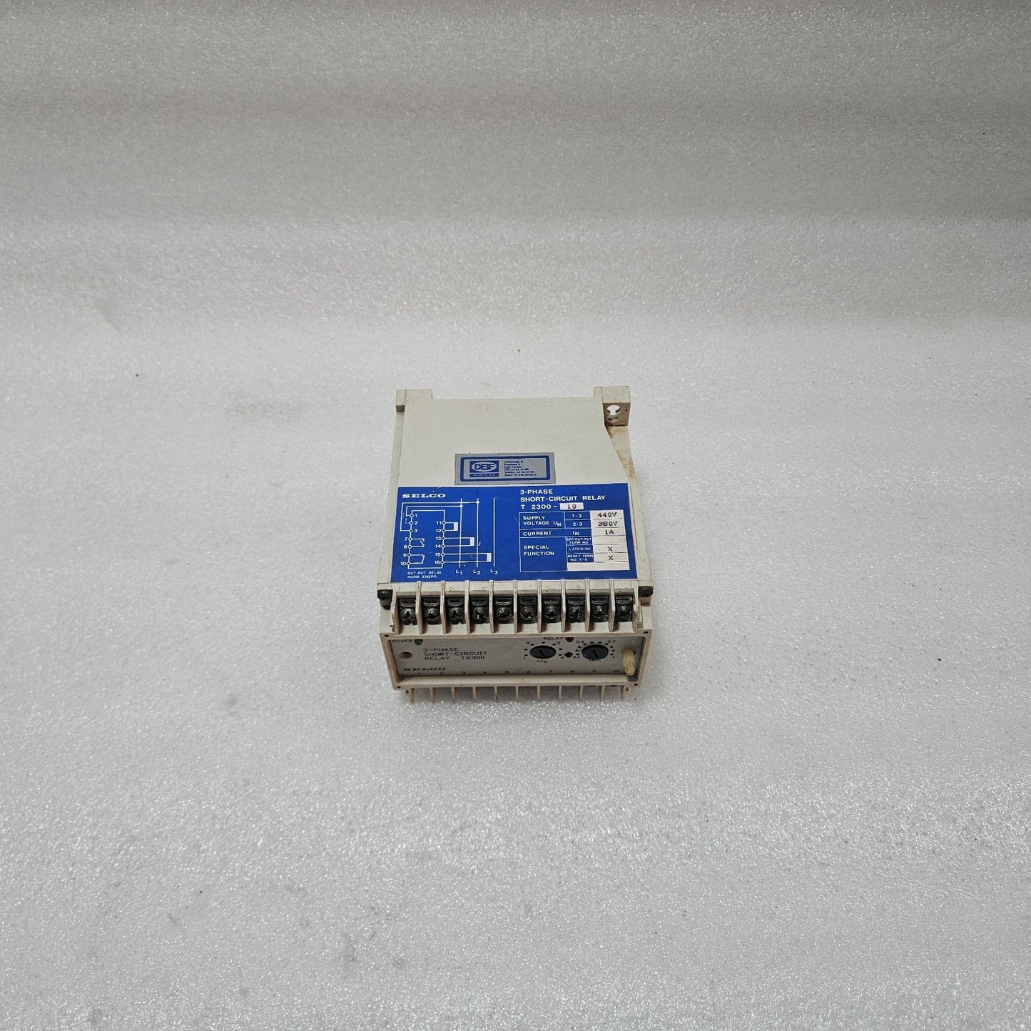 SELCO T2300-10 3-PHASE SHORT-CIRCUIT RELAY 380/440VAC 1A LATCHING PROTECTION REL