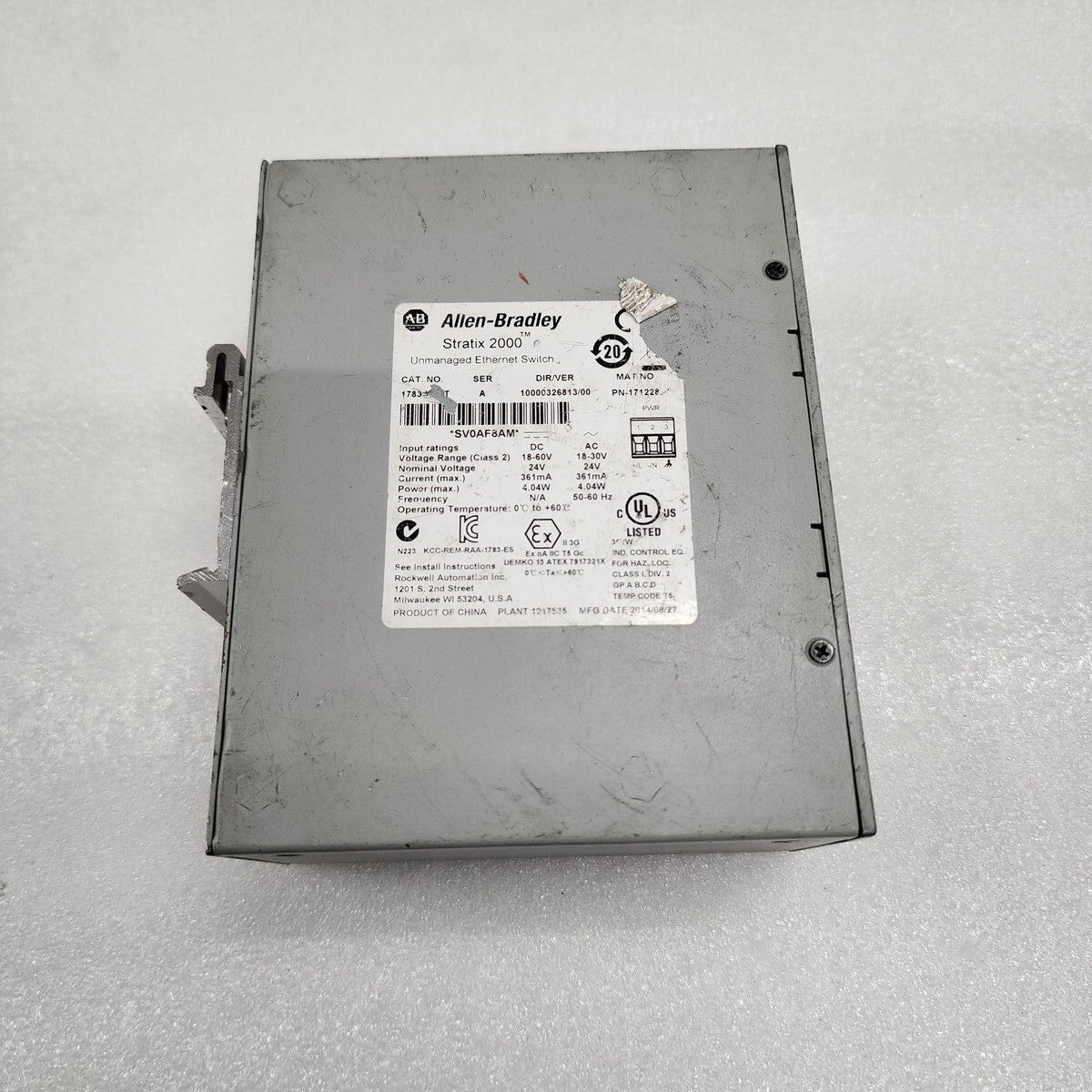 ALLEN BRADLEY CAT 1783-US8T ETHERNET SWITCH SER A 171228