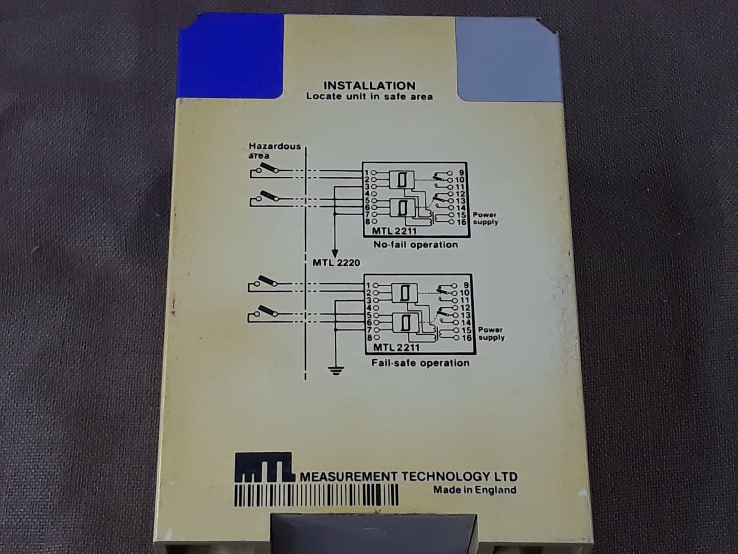 MEASUREMENT TECHNOLOGY MTL 2211 2 CHANNEL INPUT SWITCH RELAY 240V AC MTL2211
